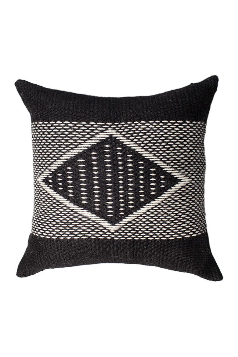 Diamante Square Textile Small Pillow in Ivory, Main, color, Black/Ivory
