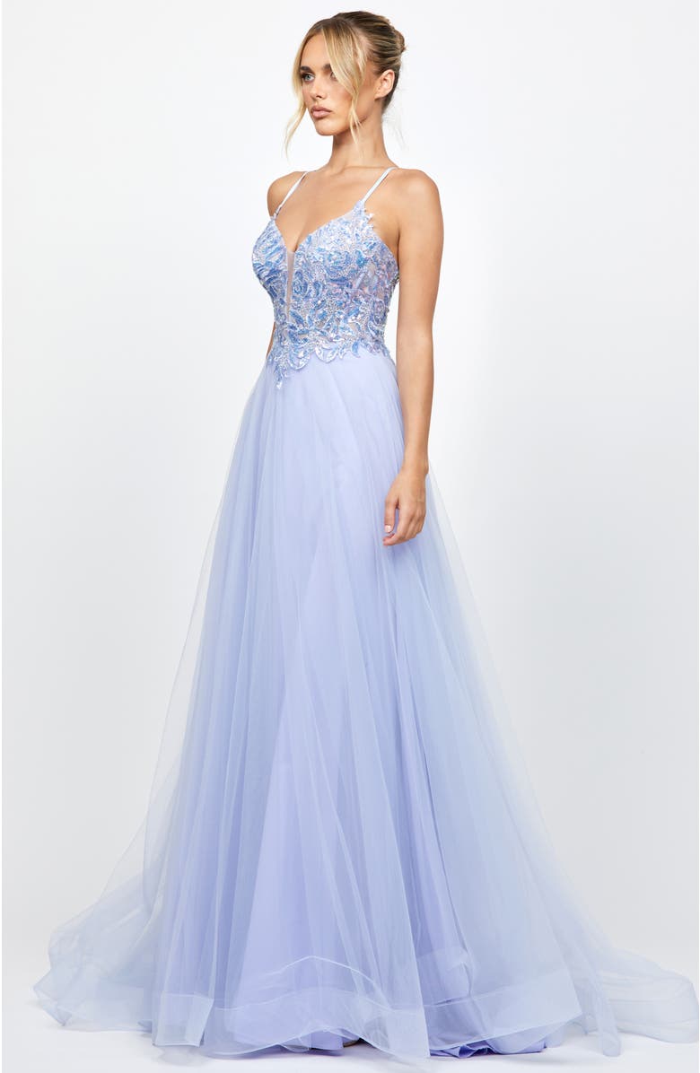 Bariano Adina Tulle Ball Gown, Alternate, color, Light Purple