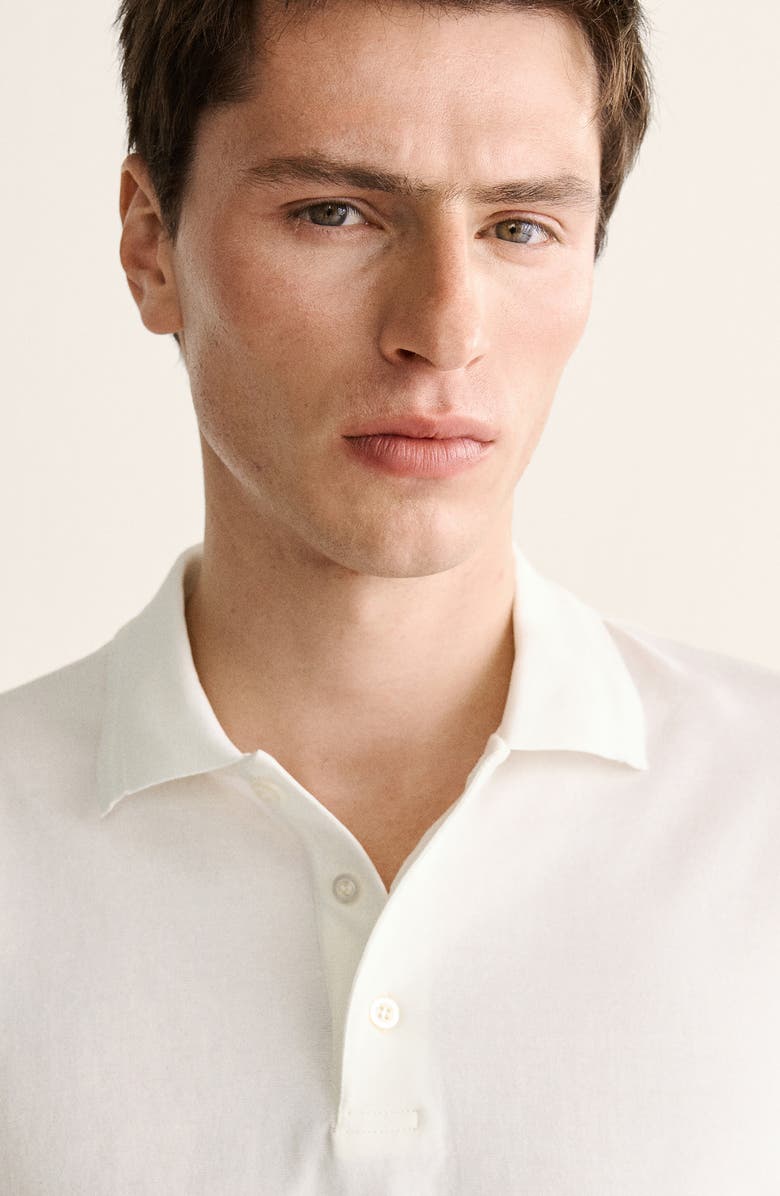 MANGO Solid Fine Knit Cotton Polo, Alternate, color, Off White