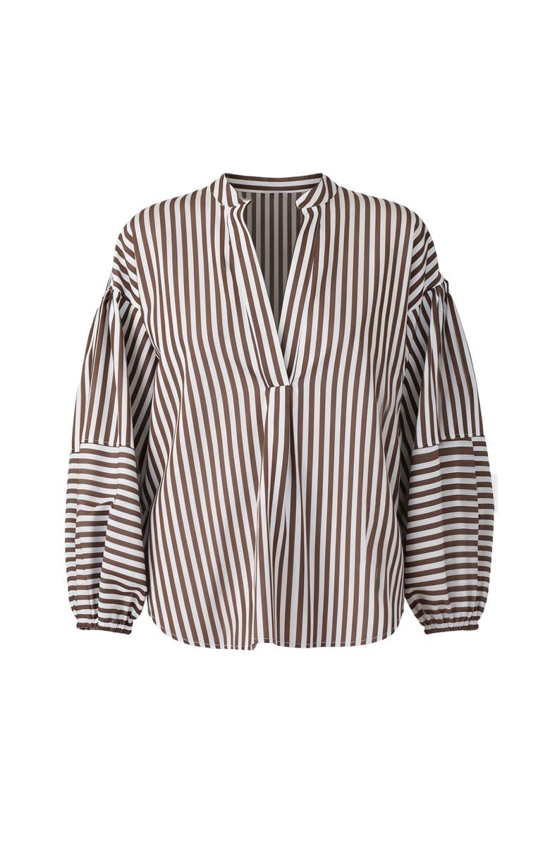 Callas Milano Keaton Shirt with lantern sleeves Stripe, Main, color, Brown/White
