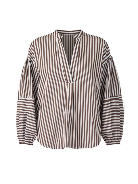 Keaton Shirt with lantern sleeves Stripe