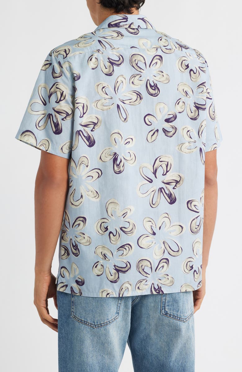 PS Paul Smith Casual Fit Abstract Floral Cotton Camp Shirt, Alternate, color, Blue