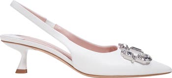 renata pointed toe kitten heel slingback pump