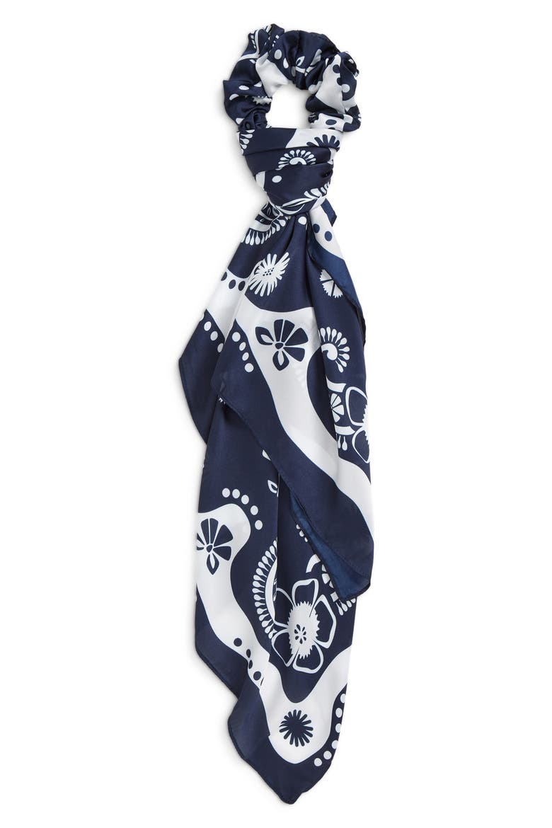 Paisley Print Scrunchie Scarf, Alternate, color, BLUE MULTI COMBO
