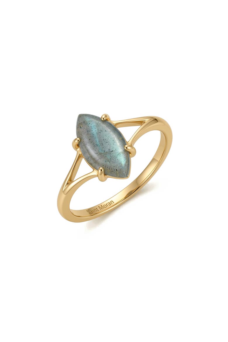 Marquise 14k Gold Plated Ring, Main, color, GREEN/ GOLD