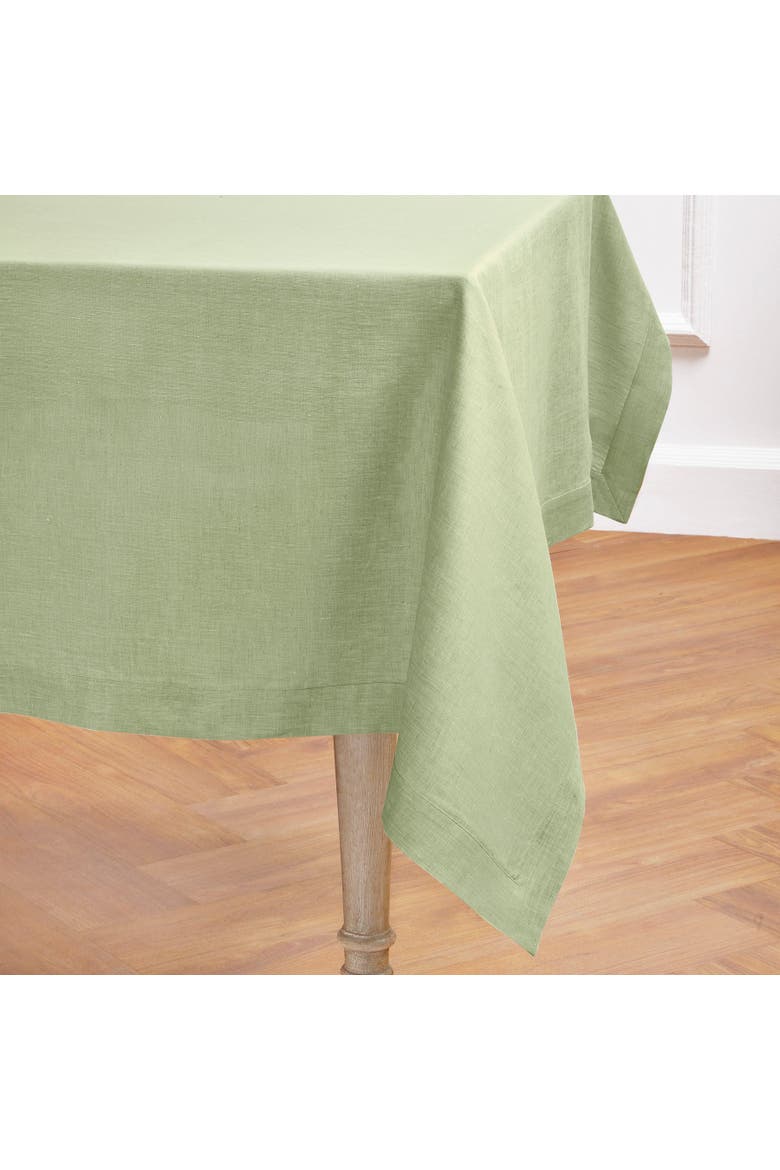 Linen Tablecloth - Athena, Alternate, color, Chambray Olive