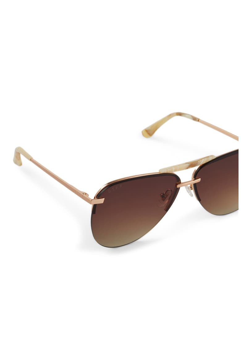 Tahoe 65mm Polarized Gradient Oversize Aviator Sunglasses, Alternate, color, BRUSHED GOLD