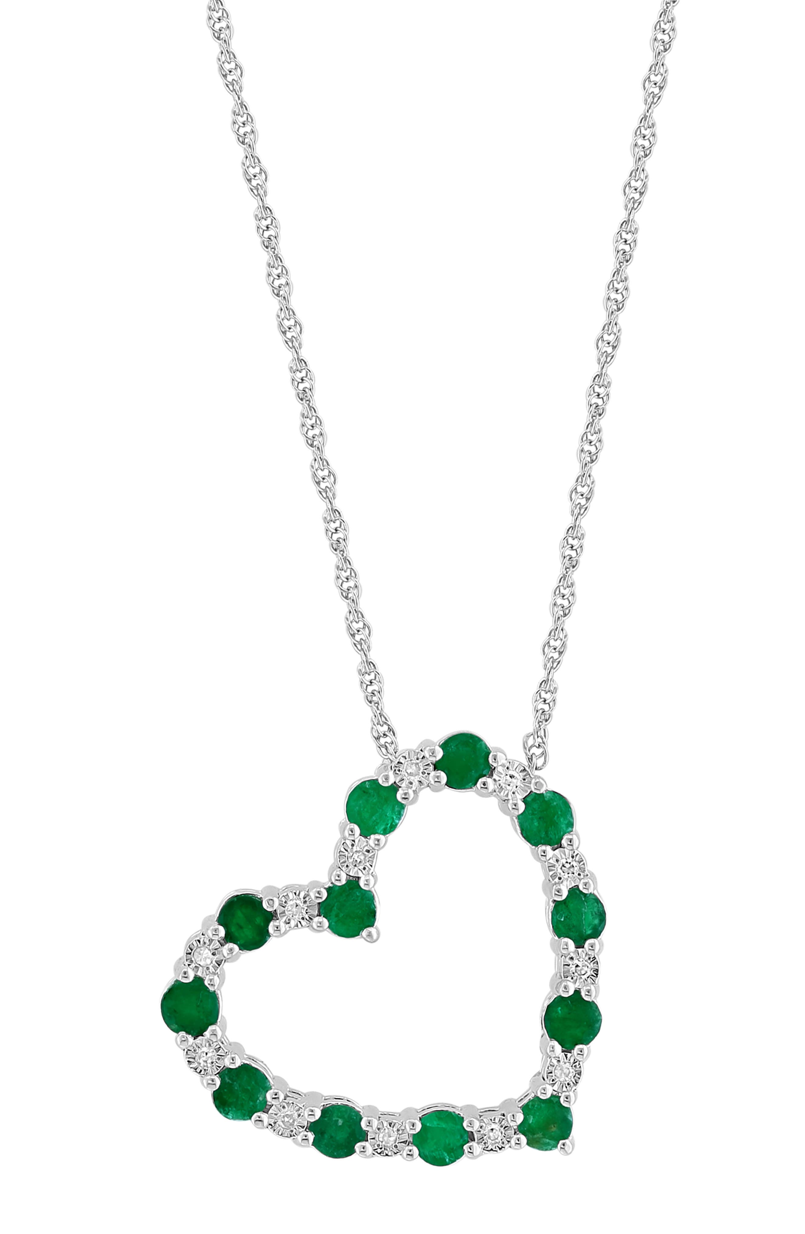 Sterling Silver Sapphire & Diamond Heart Pendant Necklace