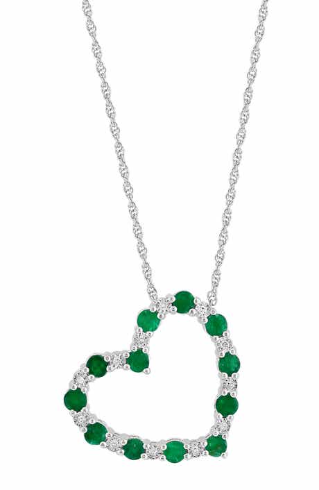 Sterling Silver Sapphire & Diamond Heart Pendant Necklace