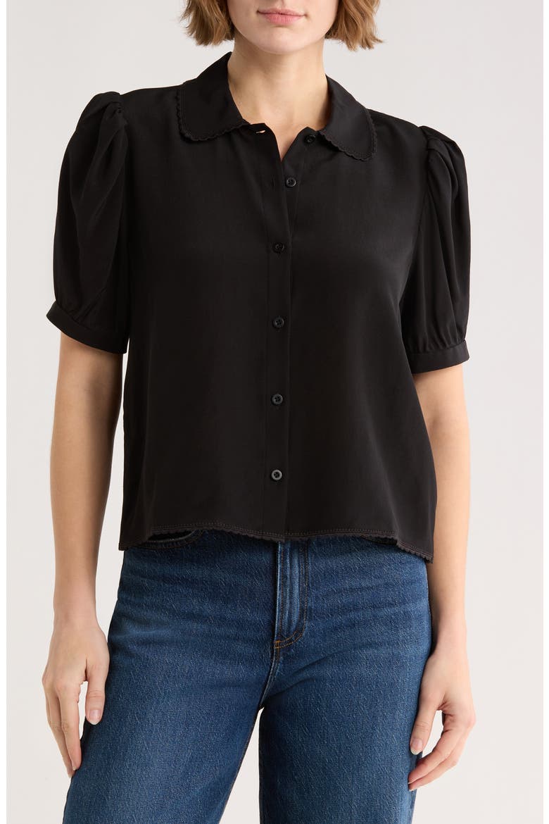 The Prim Silk Shirt, Main, color, BLACK