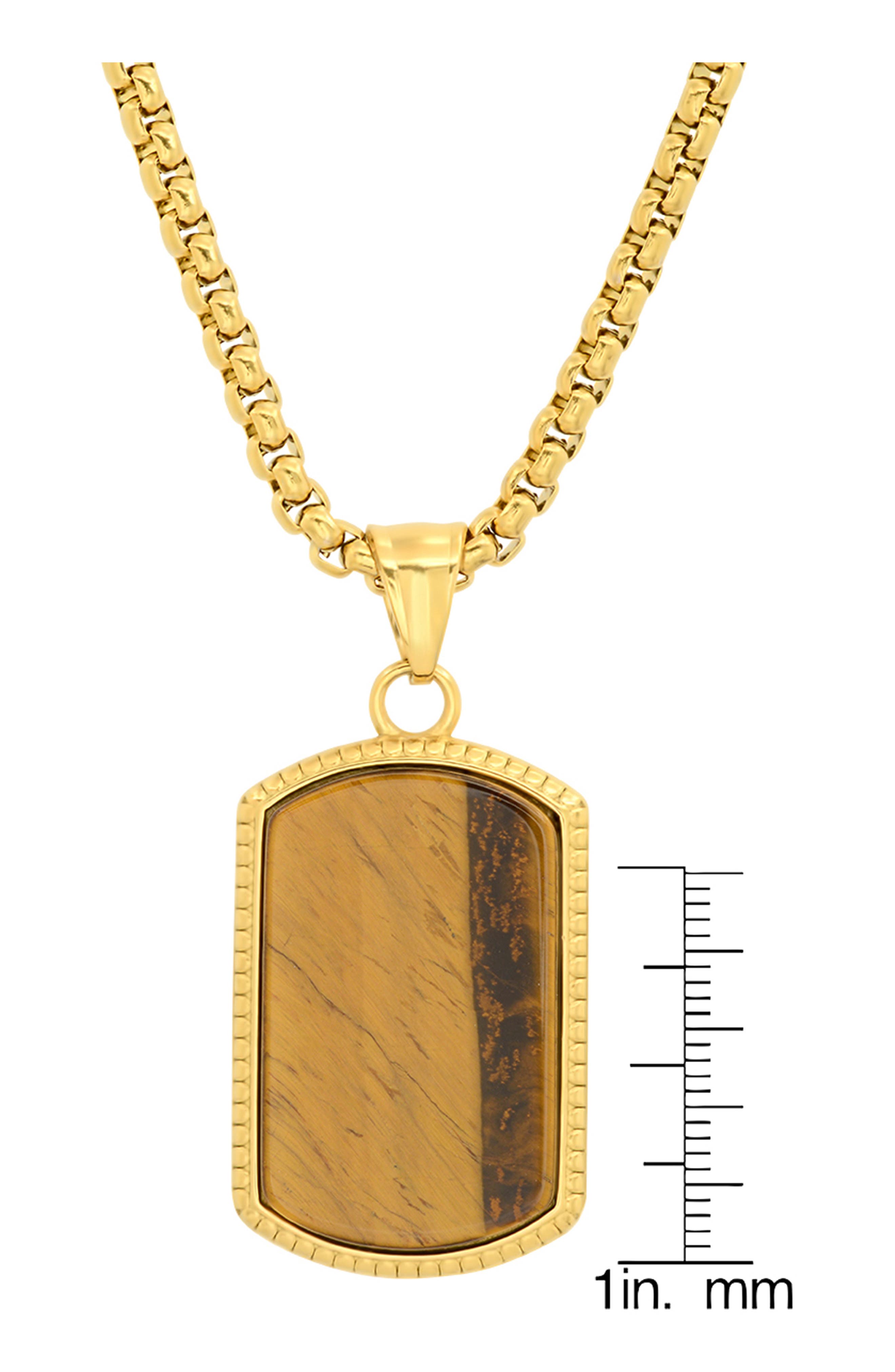 HMY JEWELRY Tiger's Eye Dog Tag Pendant Necklace (Men) | Nordstromrack
