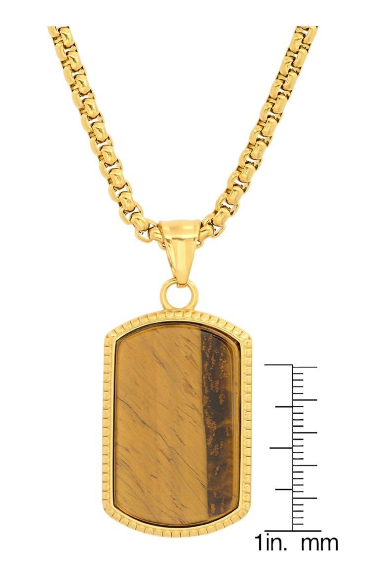 Tiger's Eye Dog Tag Pendant Necklace, Alternate, color, GOLD/BROWN
