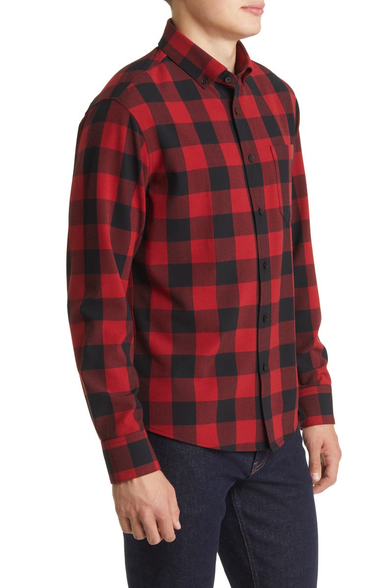Mizzen+Main Men's City Trim Fit Buffalo Check Stretch Flannel Button-Down Shirt, Alternate, color, 