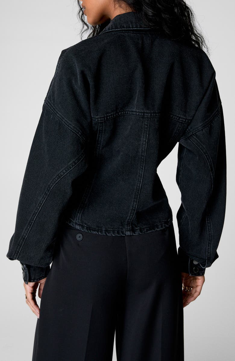 NASTY GAL Long Sleeve Denim Top, Alternate, color,