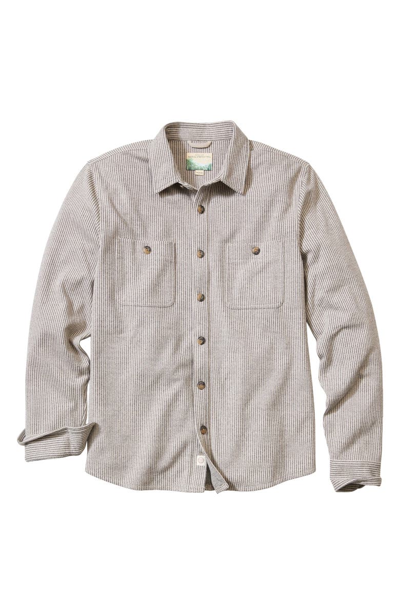 Marine Layer Pacifica Stripe Stretch Overshirt, Alternate, color, Grey Railroad Stripe