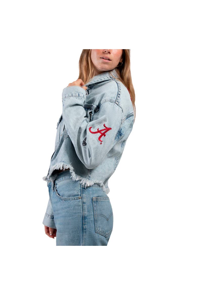 Women's Hype and Vice Denim Alabama Crimson Tide Lightwash Full-Button Jean Jacket, Alternate, color, Denim