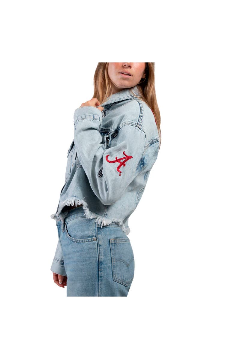 Hype and Vice Women's Hype and Vice Denim Alabama Crimson Tide Lightwash Full-Button Jean Jacket, Alternate, color, Denim