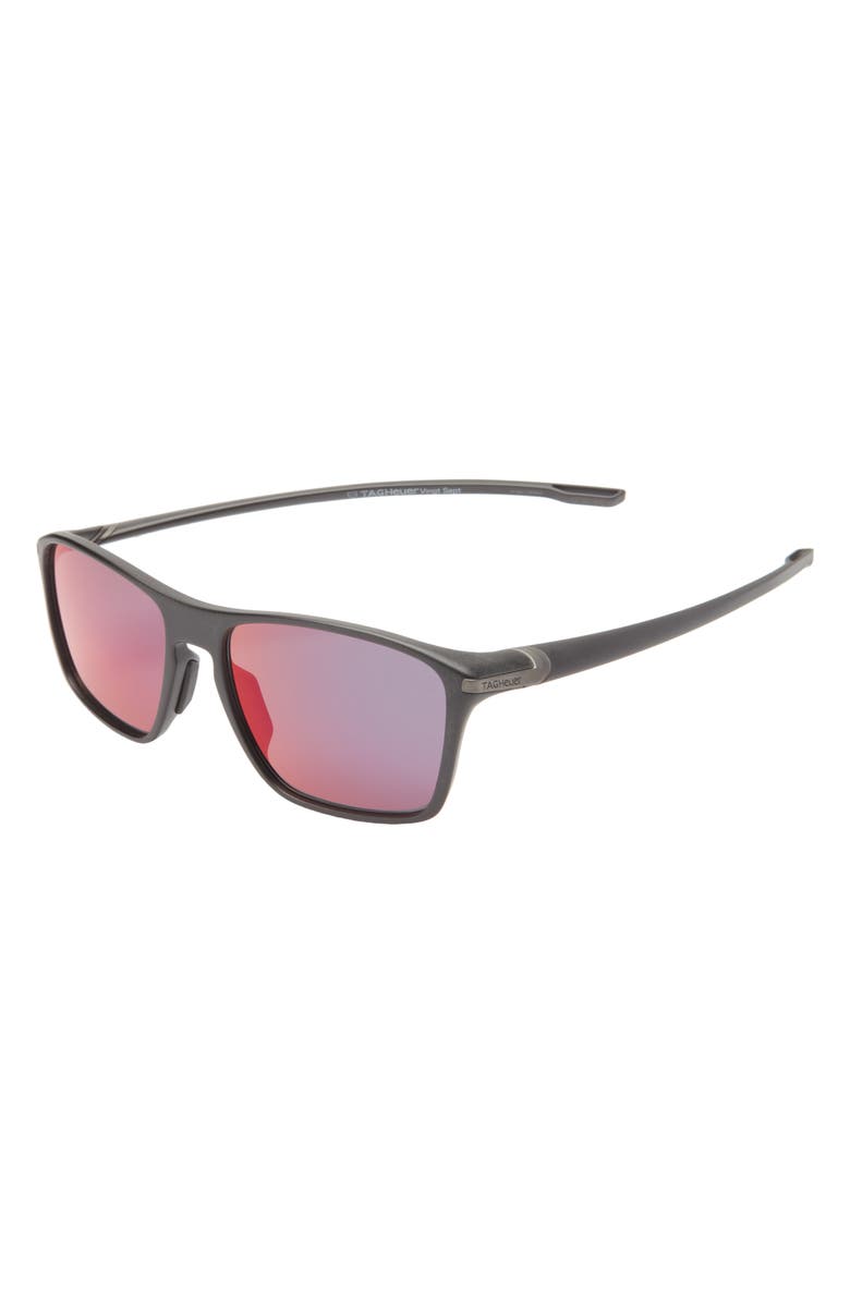 TAG Heuer Vingt Sept 59mm Rectangular Sport Sunglasses, Alternate, color, Black/ Smoke Polarized