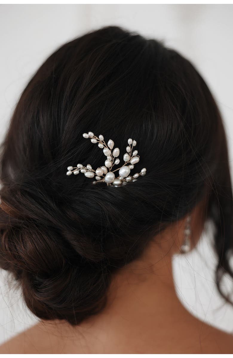 Untamed Petals Poetry Freshwater Pearl Hair Pin, Alternate, color, Gold