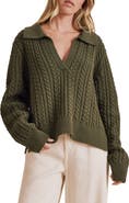 Splendid Jenson Johnny Collar Cable Knit Sweater