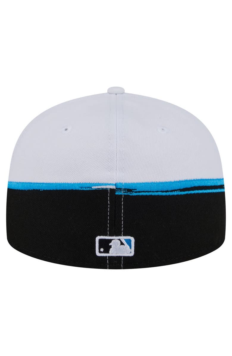 New Era Men's New Era Black/White Miami Marlins Paint Stroke 59FIFTY Fitted Hat, Alternate, color, Black