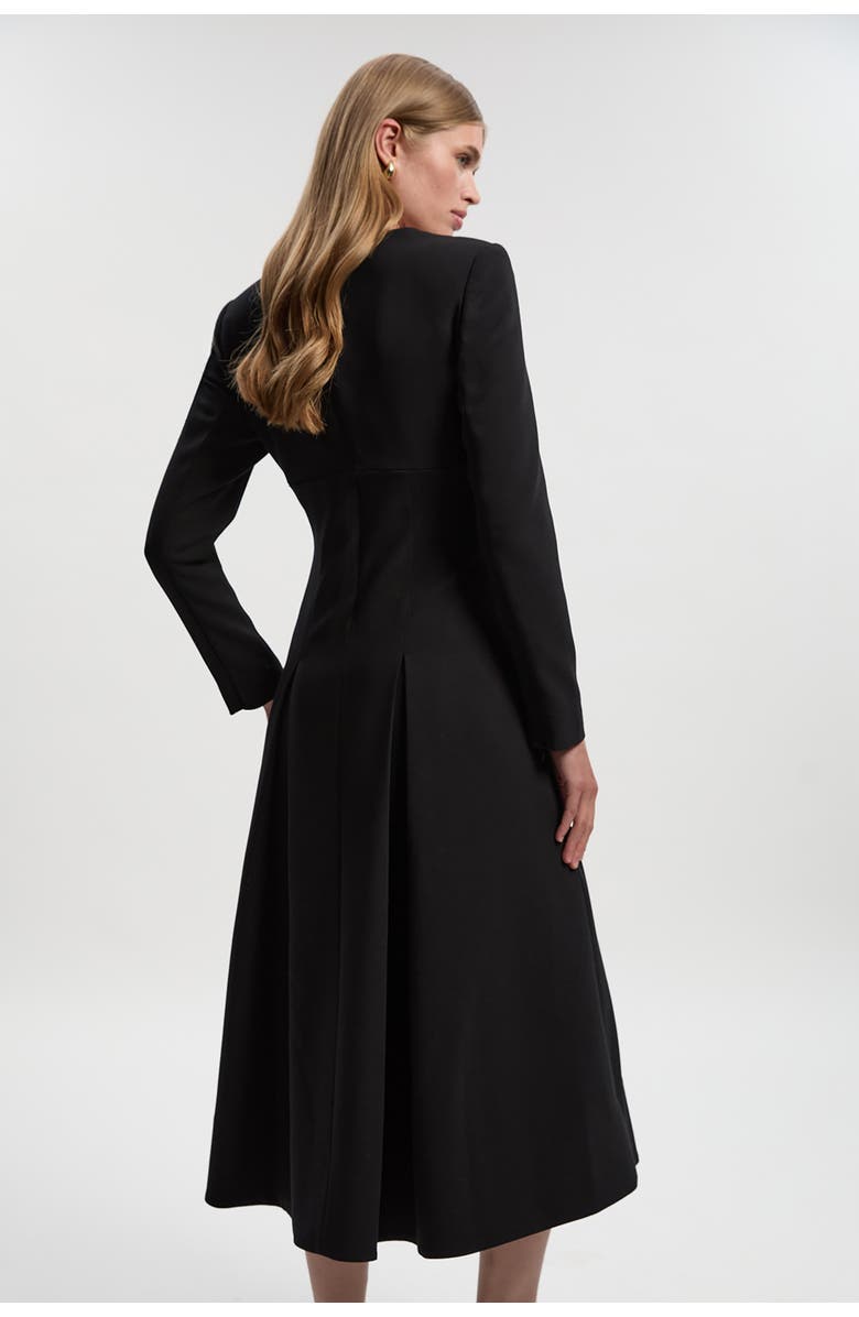 Karen Millen Stretch Sweetheart Neck Midi Dress, Alternate, color, Black