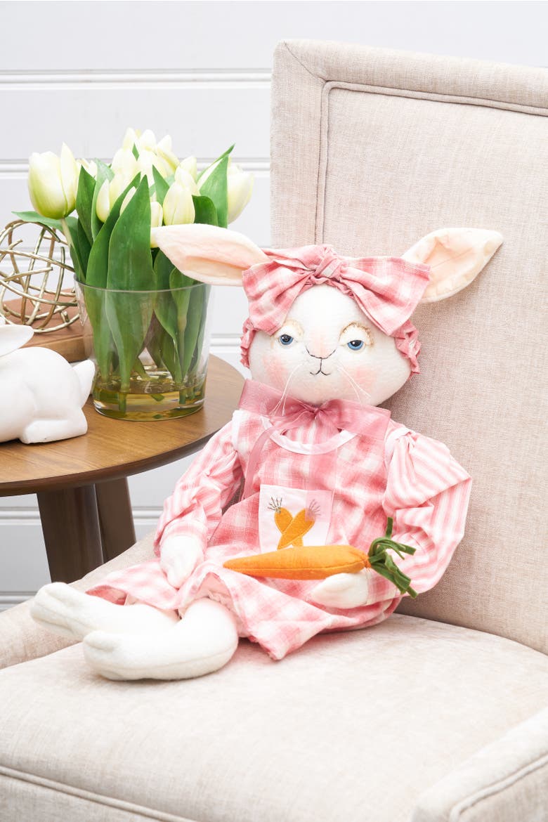 Ally Bunny Easter with Carrot Joe Spencer Gathered Traditions Figurine, Alternate, color, Pink