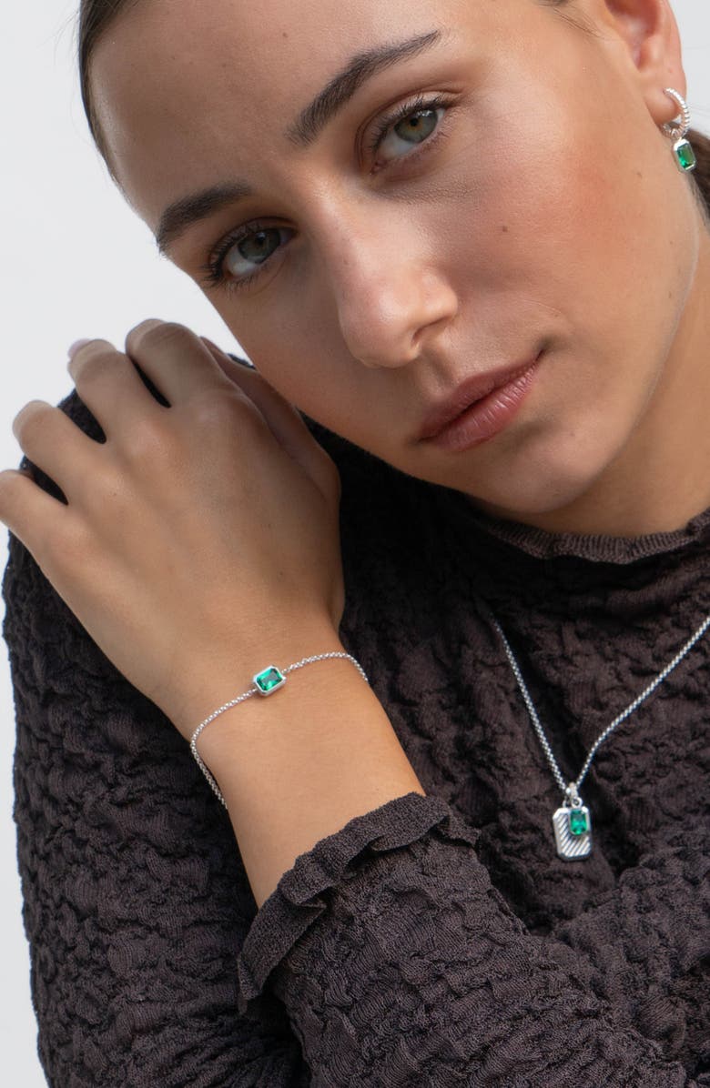 Dower & Hall Green Garnet Octagon Chain Bracelet, Alternate, color, Sterling Silver