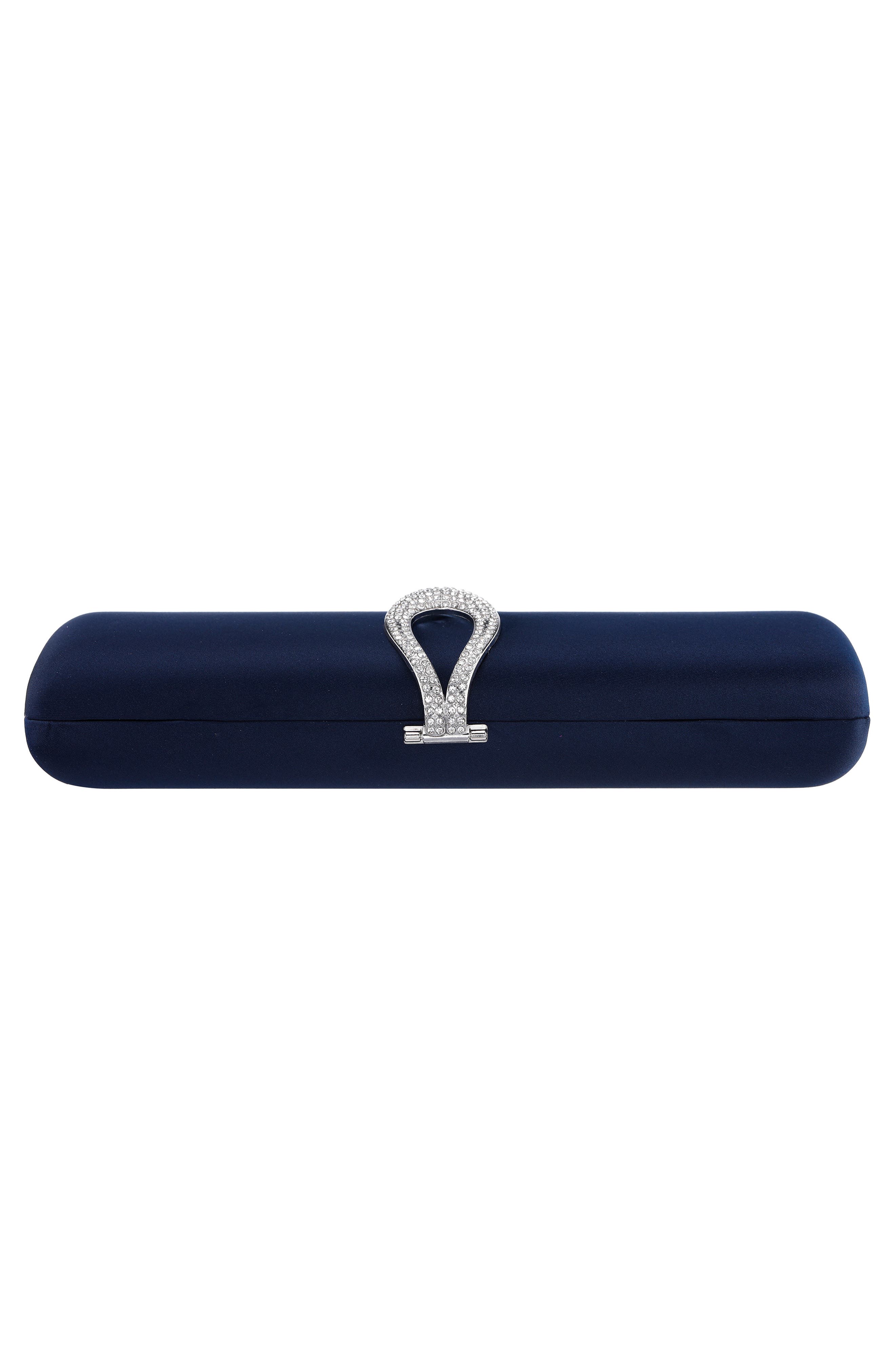 Rumi Crystal Ring Frame Clutch, Alternate, color, NAVY