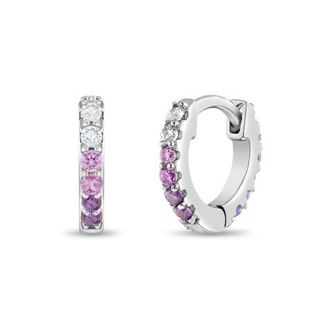 Double Sided Prong Cubic Zirconia Hoop Earrings