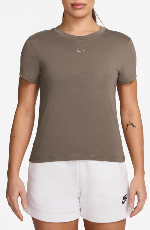 Nike Sportswear Club Chill Knit Mod Crop T-shirt In Brown