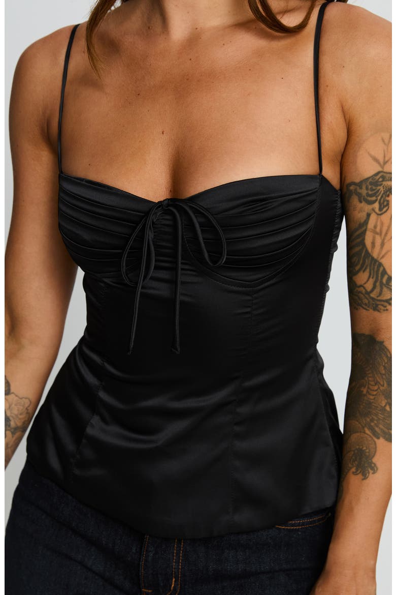 Hildy Tie-Back Satin Top, Alternate, color, BLACK