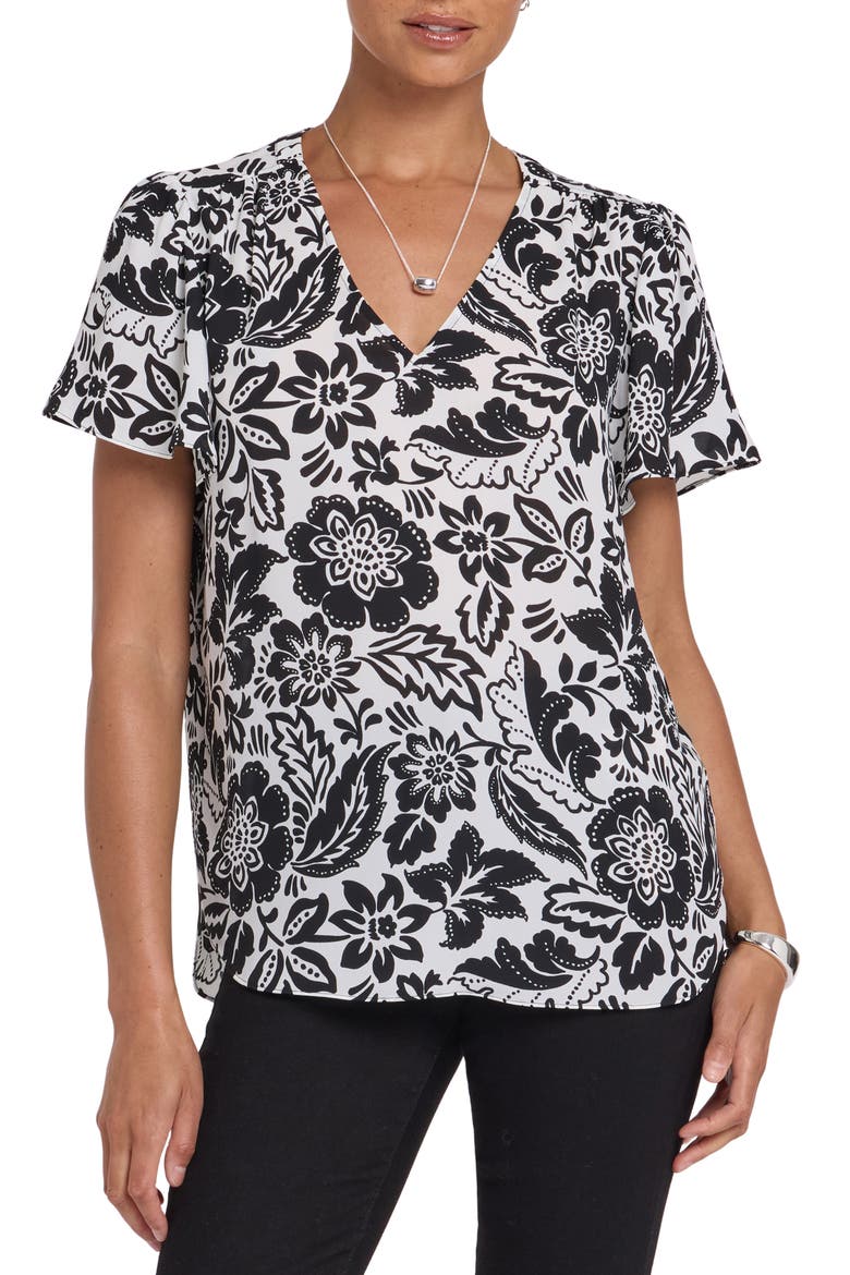 Pleated Back Flutter Sleeve Top, Main, color, PALM ROYALE
