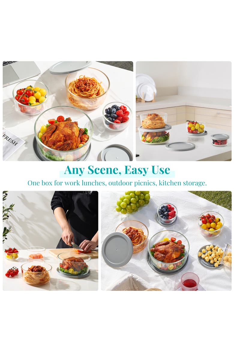 Set of 4 Glass Food Storage Containers, Alternate, color, NO COLOR