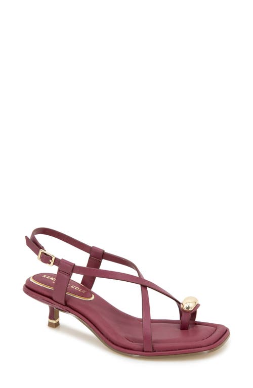 Kenneth Cole Geala Slingback Kitten Heel Sandal In Dark Red Leather