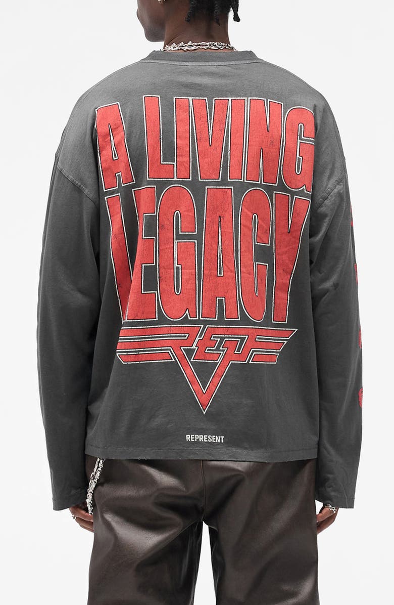 Represent Living Legacy Tour Long Sleeve Cotton & Hemp Graphic T-Shirt, Alternate, color, Sun Fade Grey