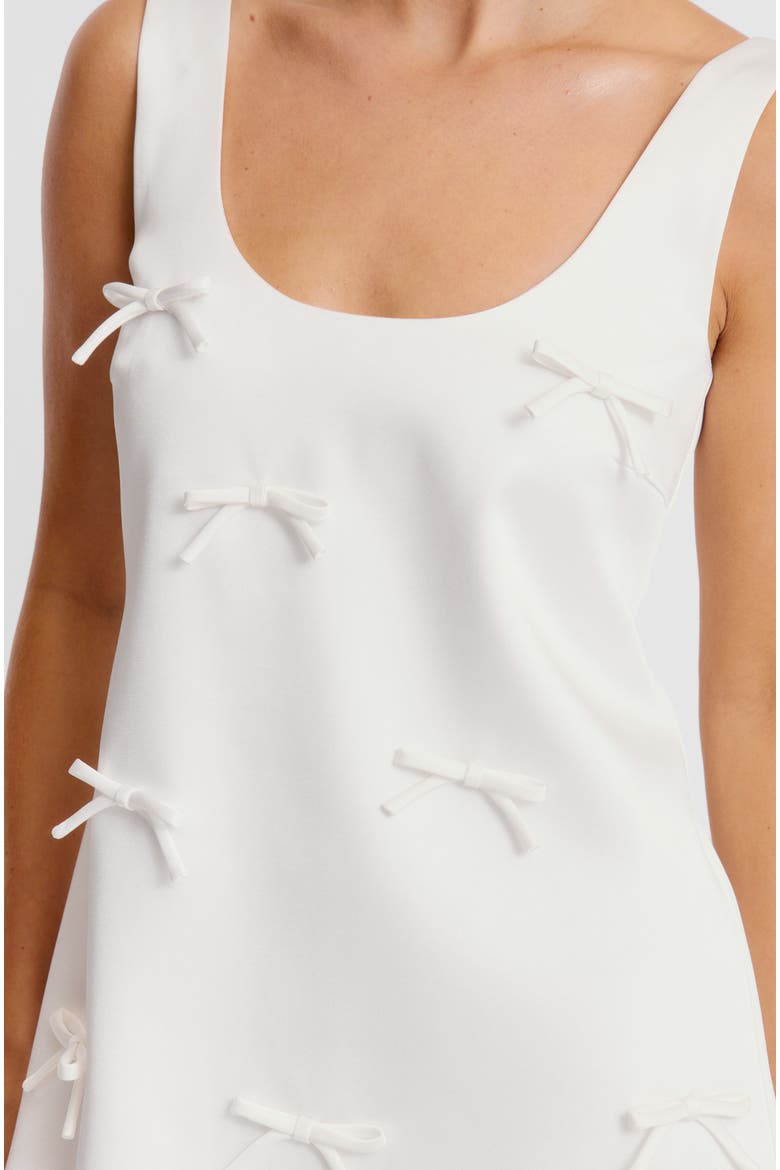 Scoop Neck Bow Detail Mini Dress, Alternate, color, White