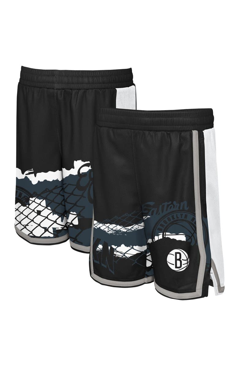 Outerstuff Youth Black Brooklyn Nets Fade Away Shorts, Main, color, 