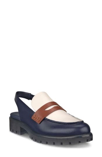Shop Ecco Modtray Water Resistant Slingback Penny Loafer In Night Sky/limestone/mink