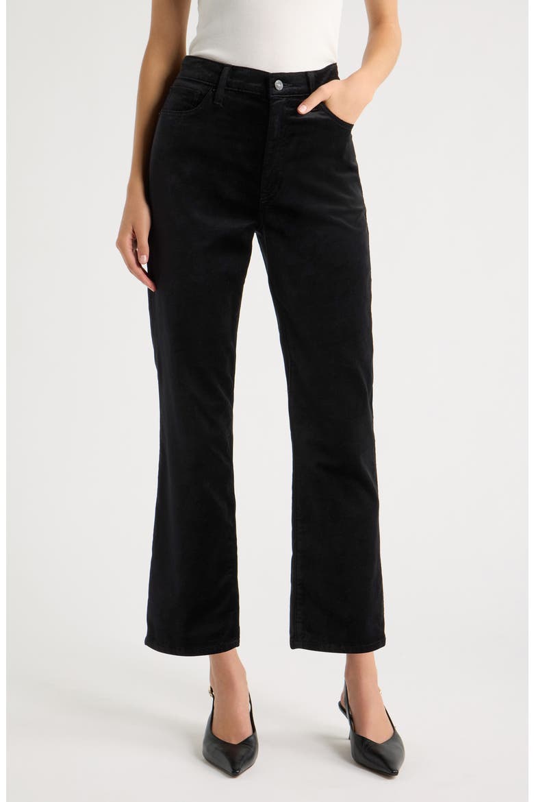Le Sleek Velvet Ankle Straight Leg Pants, Main, color, BLACK