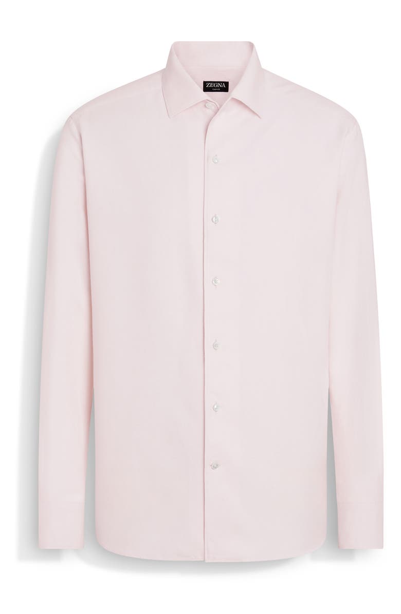 ZEGNA Cashco Cotton & Cashmere Oxford Button-Up Shirt, Alternate, color, Light Pink