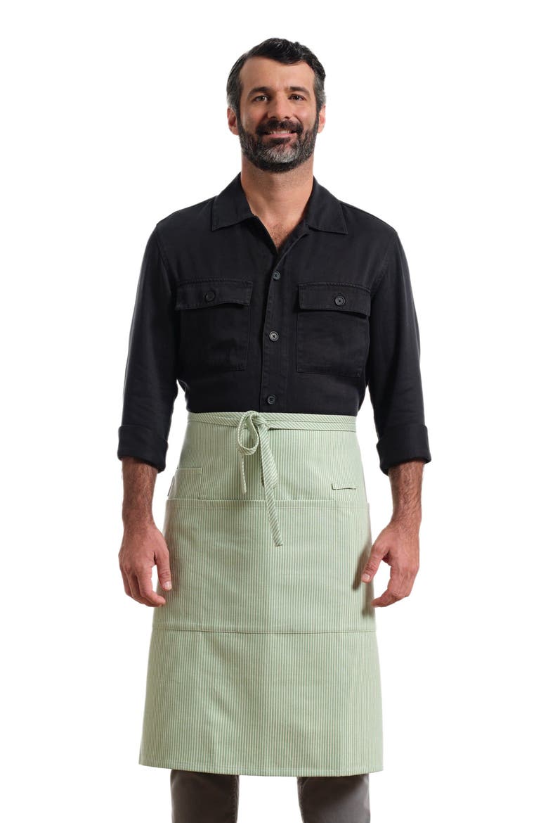 Bistro Apron with Pockets - Pinstriped, Main, color, Sage Green