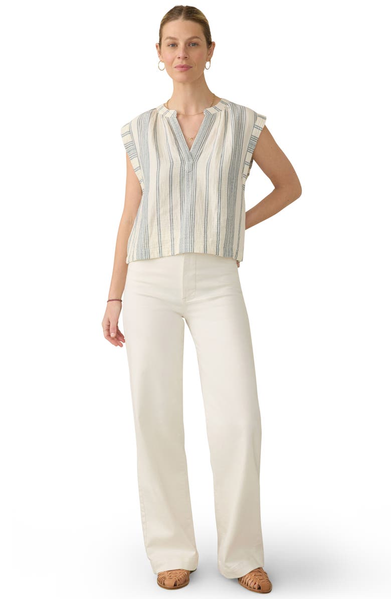 Faherty Dune Dylan Organic Cotton Top, Alternate, color, Cream Tidal Wave Dobby