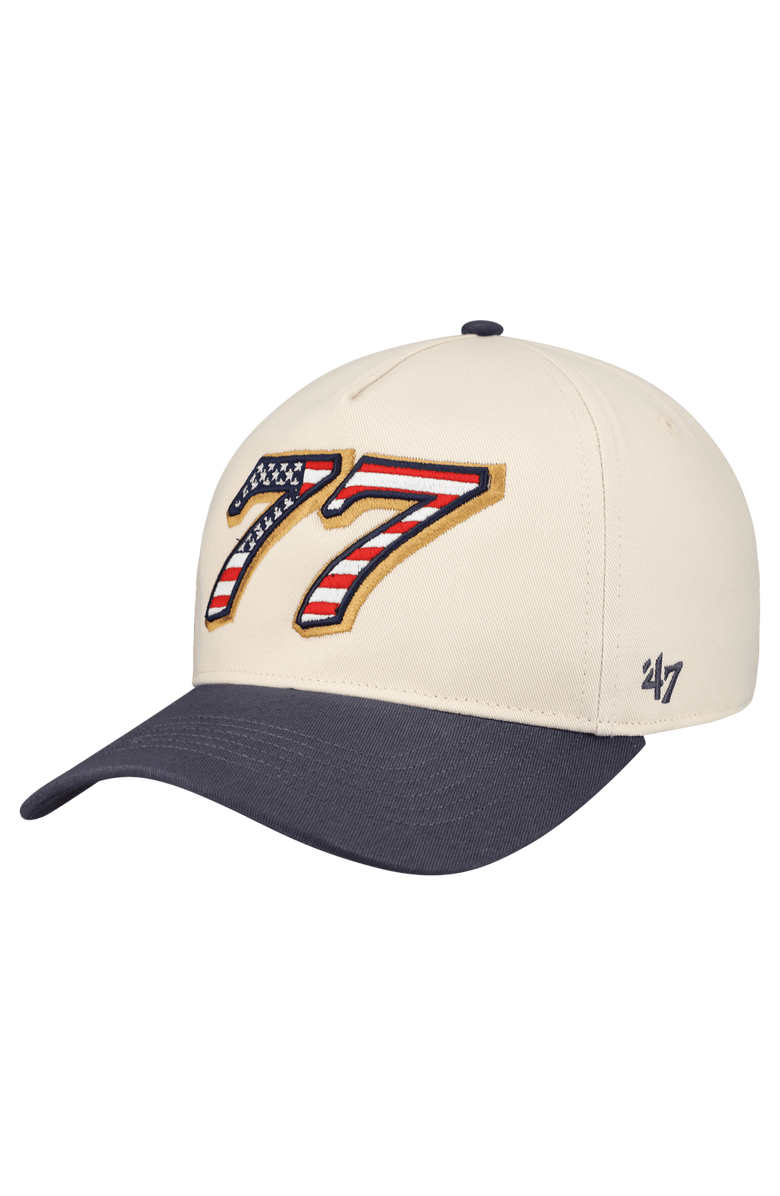 '47 Men's '47 Cream Carson Hocevar Flag Fill Two-Tone Hitch Adjustable Hat, Main, color, Cream