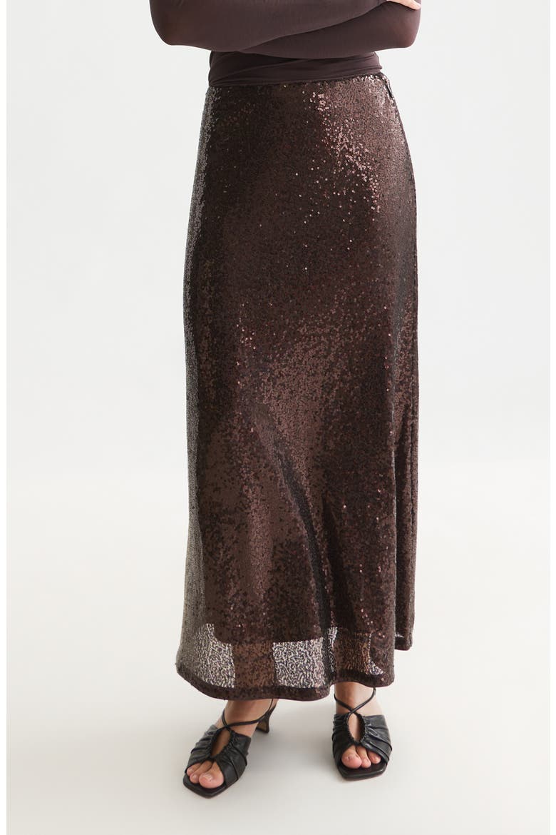 Sequins Maxi Skirt, Main, color, SHALE