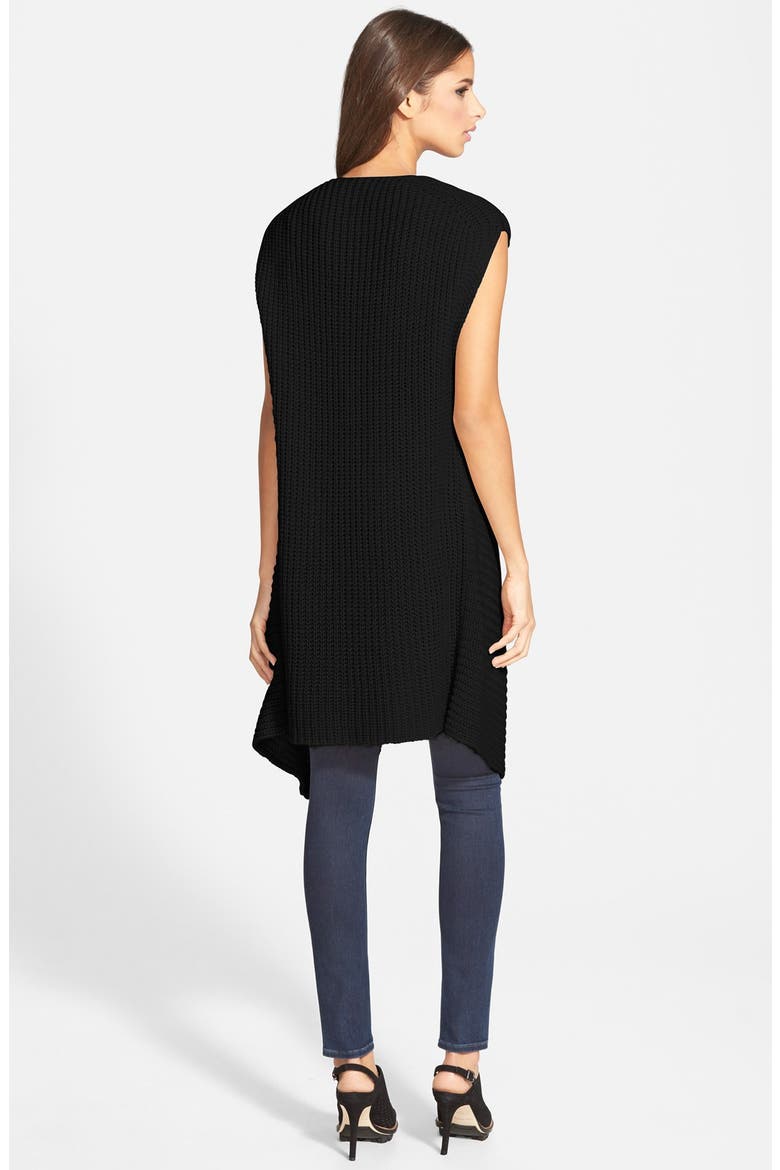 Ribbed Open Front Vest, Alternate, color, BLACK