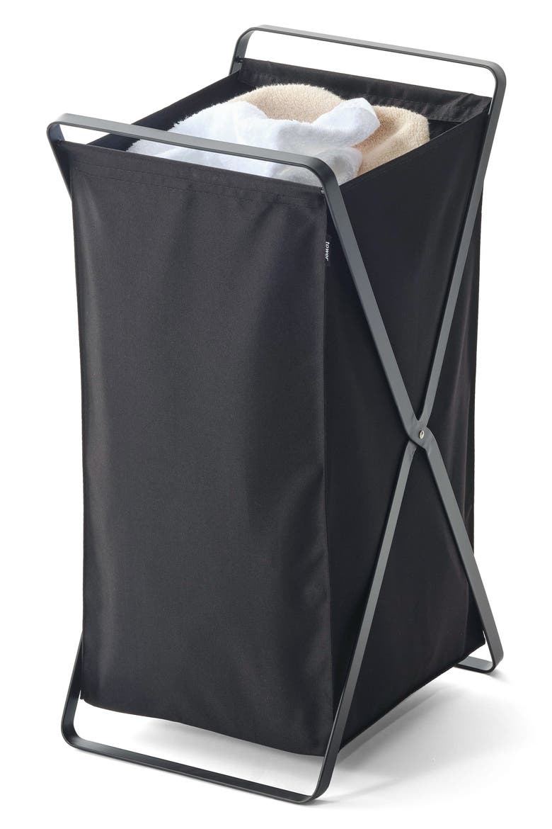 Tower Laundry Hamper, Alternate, color, BLACK