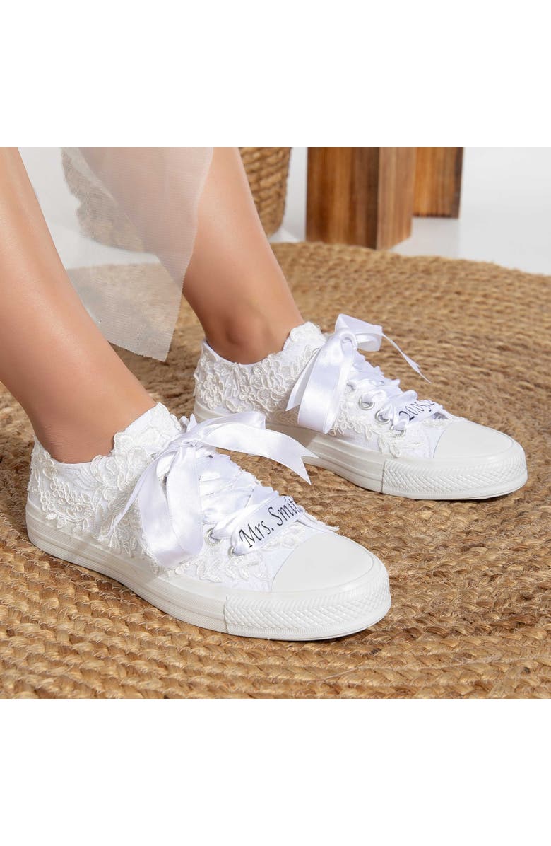 Forever & Always Shoes Belle Lace White Bridal Sneakers, Alternate, color, White