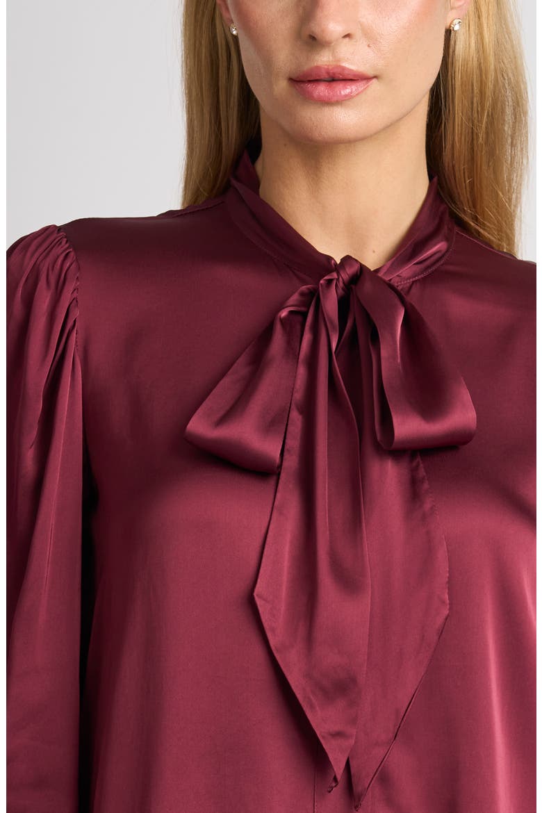 Denise Tie Neck Satin Top, Alternate, color, TAWNY PORT