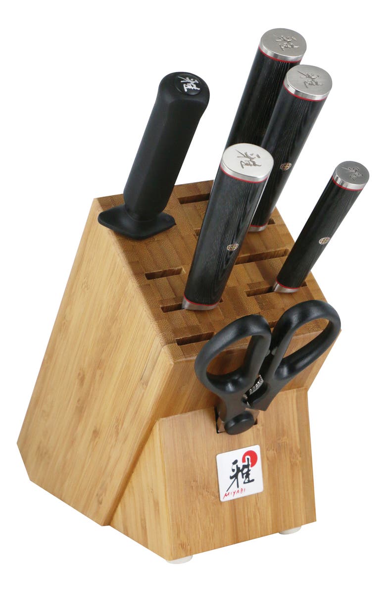MIYABI Kaizen II 7-Piece Knife Block Set, Main, color, Silver